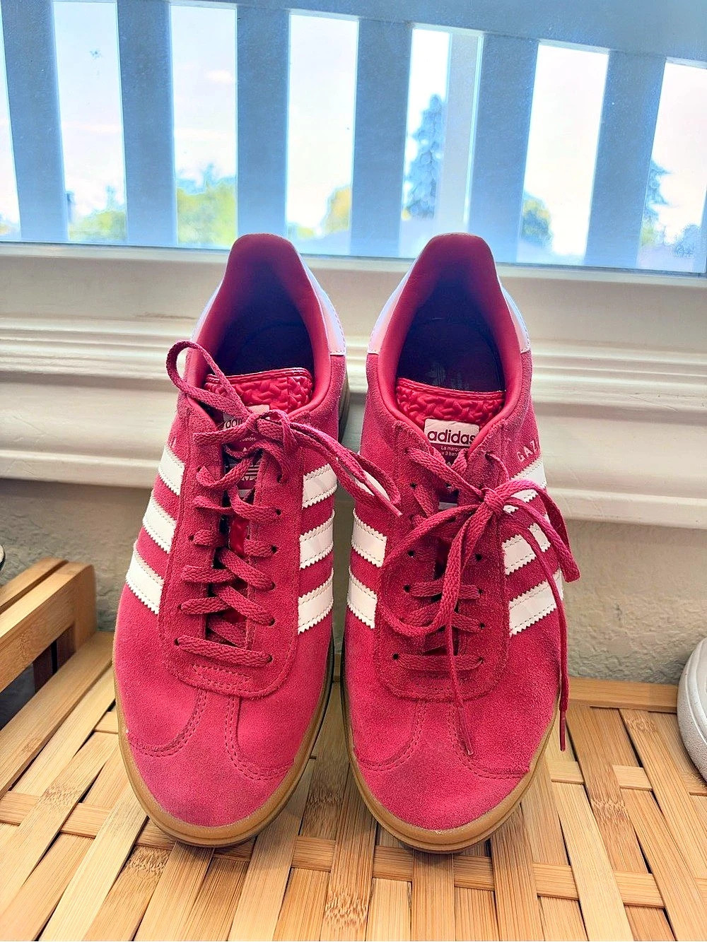 adidas Gazelle Sneakers in Pink & White Like New // 8.5 Woman